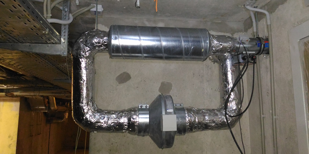 Шумоглушитель вентиляционный трубчатый в системе воздуховодов