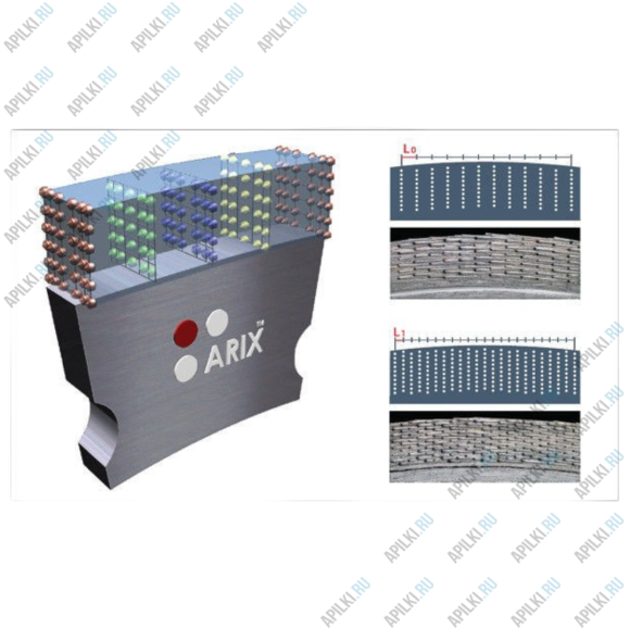 Алмазный сегмент 250-650 мм 24х5,0х12 ARIX для коронок