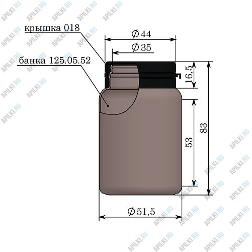 Банка пластиковая 125 мл с крышкой КПВ Банка пластиковая 125 мл с крышкой КПВ