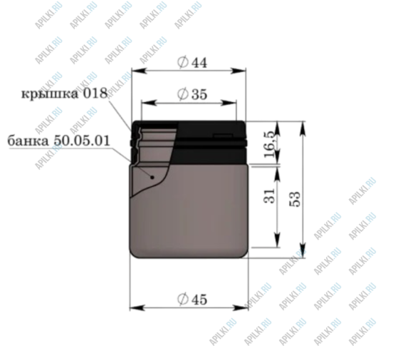 Банка пластиковая 50 мл с крышкой КПВ Банка пластиковая 50 мл с крышкой КПВ